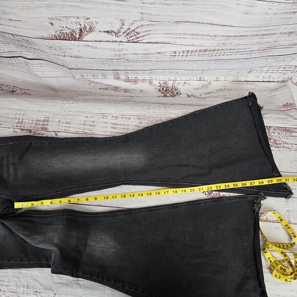 KanCan Y2K Jeans 25 Black Ultra High Rise Extreme Flare Distressed Frayed Hem - Picture 9 of 10